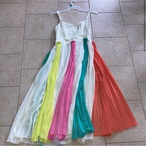 NWT! White multi color rainbow carousel twirl dress plus size 3x